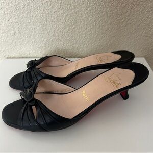 Christian Louboutin black kitten heel mules sandals